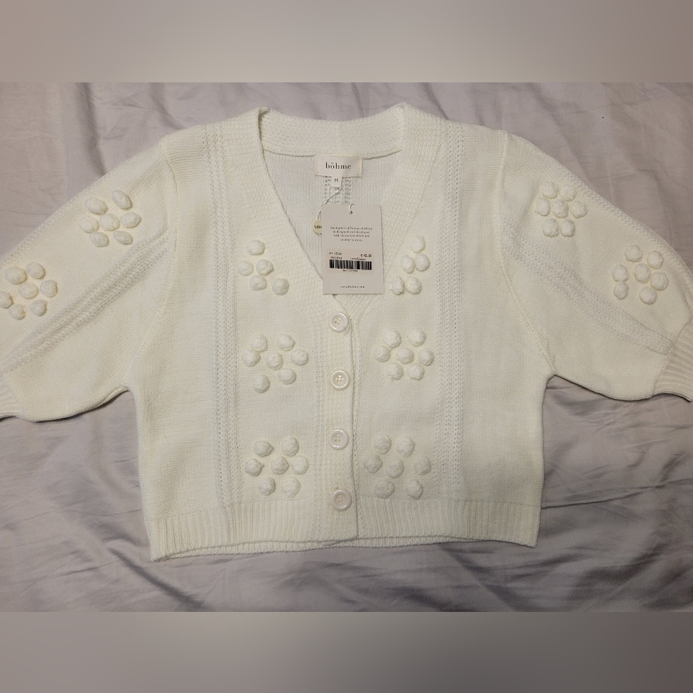 Bohme cropped cream sweater size medium